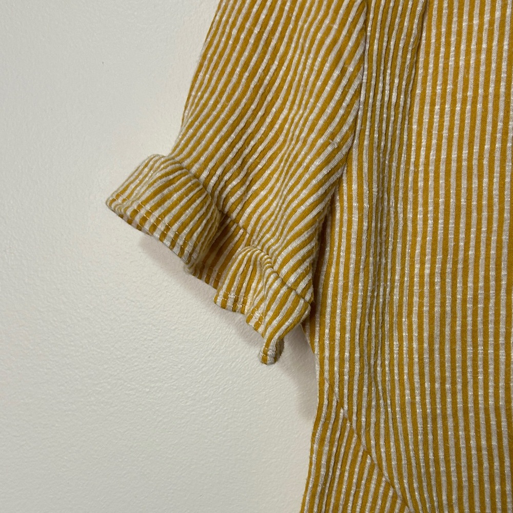 Yellow Striped‎ Button-Up Women's Top size Large - Picture 2 of 6